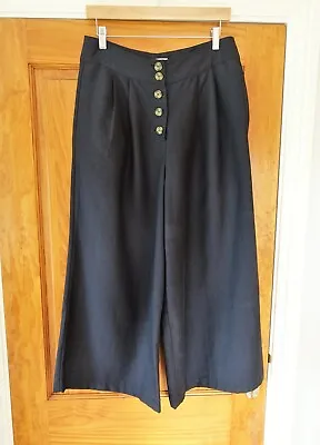 SEED HERITAGE Marine Blue Wide Leg Culottes Trousers Size 12 • $34.53