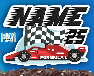 F1 Race Car  Personalised 6” Card BIRTHDAY CAKE  Topper Any Name Age Formula 1 • £5.64