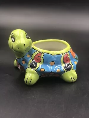 MEXICO Import TALAVERA TURTLE PLANTER Hand Crafted Unique Clay Pottery- G2 • $22.50