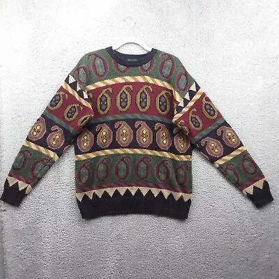 Byford London Pullover Sweater Mens Large Paisley Pattern Silk Blend Vintage • $26.99