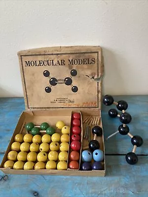 $17.50 • Buy Vtg Wooden Molecular Models Chemistry Teaching Kit Set EH Sargent In Box