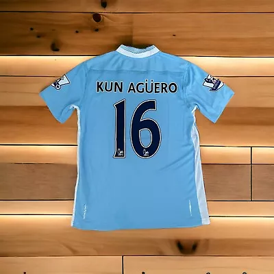 Manchester City Kun Aguero 2012 Soccer Jersey #16 Home Football Men Size L Shirt • $50