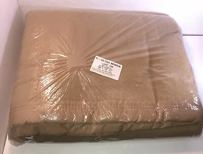 Vintage New H-Ultra Woven 100%Acrylic Nylon Trim Blanket  80”x90” Light Tan USA • $59.99