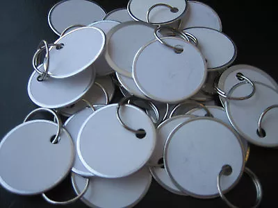 Lot 25 Metal Edged 1 1/4  White Paper Tags With Ring / Key ID Labels Tags  • $9.49