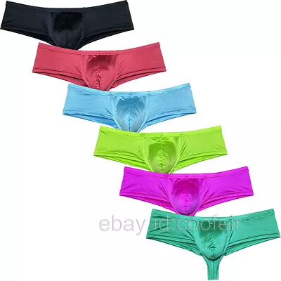 Men's Glossy Microfiber Cheek Briefs Underwear Half Back Bulge Pouch Underpants • $10.33