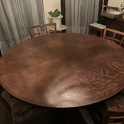 1910 Antique Solid Oak Dining Table With Claw Foot Legs • $950