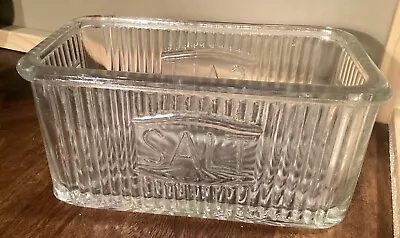 Ribbed Glass Vintage Salt Dish  Hossier Salt Box • $30