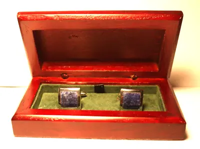 Dunhill Sterling (marked 925) - Blue Lapis Lazuli Cufflinks With Case • $89.99