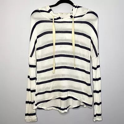 Vintage Havana Striped Hoodie Medium White Black Long Sleeve • $23