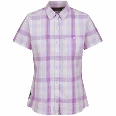 £5.99 • Buy Regatta Jenna II Womens Golf Button Cotton Short Sleeve Check Shirt Top RRP £25