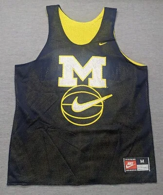Vintage 90s Nike Reversible Practice Jersey Michigan Wolverines Blue Yellow Sz M • $31.95