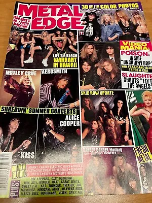 Metal Edge Magazine October 1990 Motley Warrant. Poison Skid Row Centerfolds • $19.99