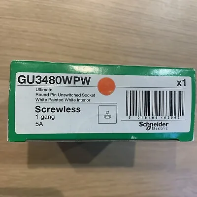 Schneider GU3480WPW Ultimate Pin Socket Screwless 1 Gang 5A • £10