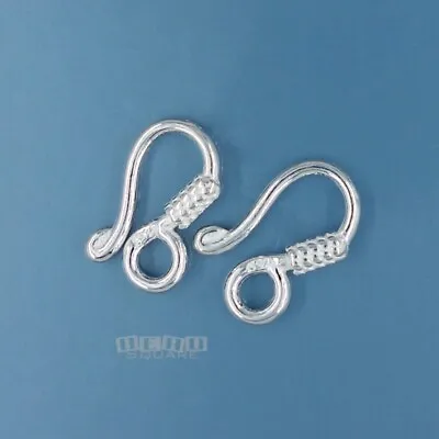 2 Solid Sterling Silver Swirl Hook Connector Clasps Ap. 9mm X 15mm #33261 • $6.25