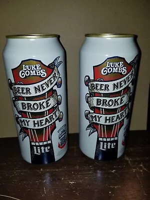 2 Luke Combs Edition Miller Lite Beer Can (empty) Rare! 16 Oz Tall Boy 2 Cans!  • $10
