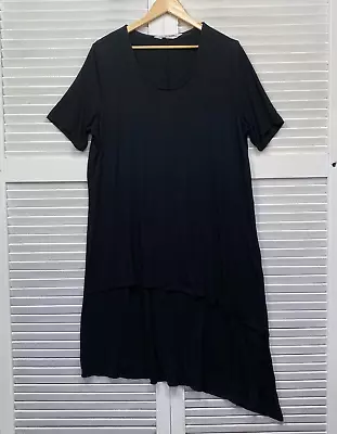 Virtuelle Maxi Dress 16 Plus Small Black Long Short Sleeve Casual • $27.95