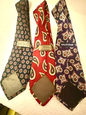 Robert Talbot & Halston Tie Lot Of 3 Red Blue Power Ties Business Office Dress • $19.88