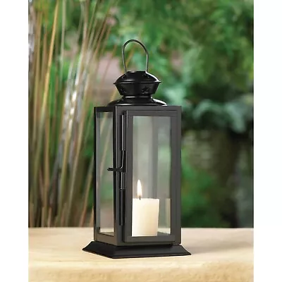 Black 8  Square Cutout Star Candle Lantern Lamp Light Centerpiece Home Decor • $25.29