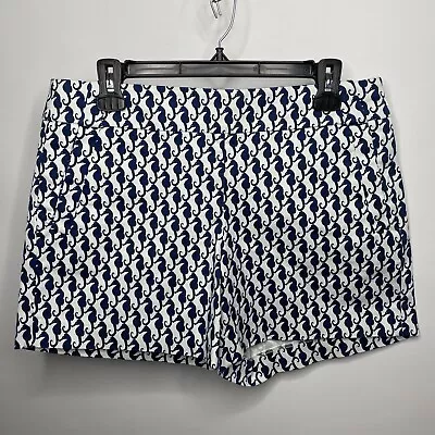 J Crew Navy Blue White Seahorse Stretch Chino Shorts Size 8 • $26.60