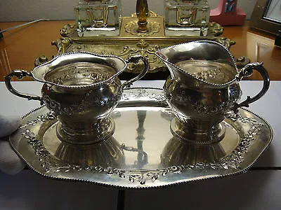 Antique Heavy 800 Silver Sugar Creamer & Tray Karl Sohnlein&sohne Hanau    • $650