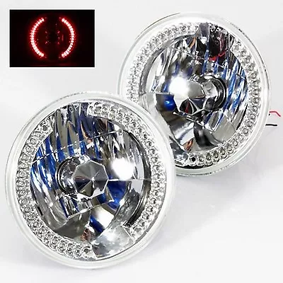 1963-1978 Chevy Nova 7  Round 6014/6015/6024 Chrome Diamond Headlights Red LE... • $29.99