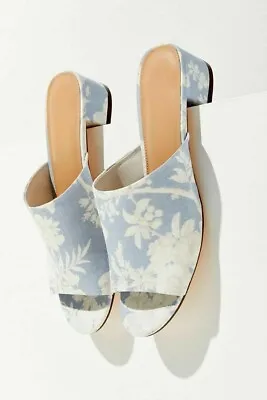 LAURA ASHLEY Mules 8 9 10 PATTI MULES Slip On Shoes Fabric Floral Blue URBAN NIB • $45