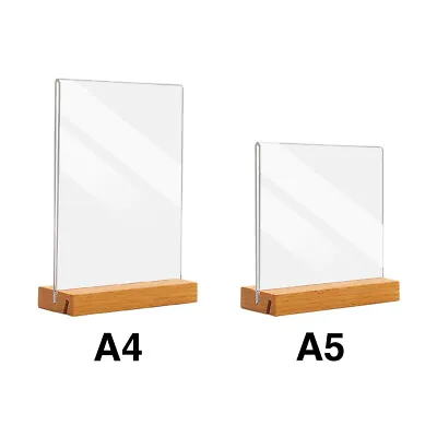 Sign Holder Display A4 A5 Wood Base Card Stand Double Sided For Table Top Store • £11.33
