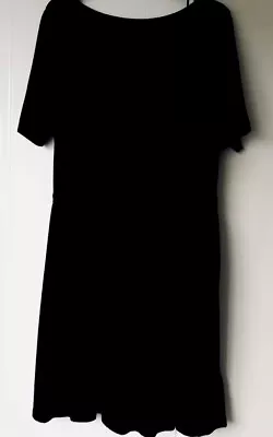 M&S Black Shift Dress 24 Viscose Jersey Floaty Knee Length 30” Across Chest • £3.20