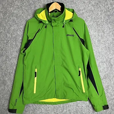 MUSTO Evolution Sardinia Gore-Tex Jacket Mesh Lined Green Yellow Hooded Sailing • £89