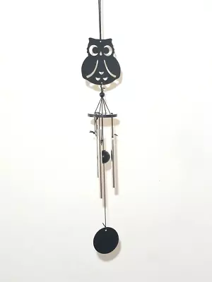 Metal Black Owl Silhouette Windchime Garden Decor Indoor & Outdoor H = 16 In • $12.94