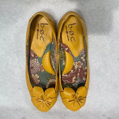 Boc Women’s Shoes Yellow Flower  Flats Leather Mustard Size 8M/39 • $29