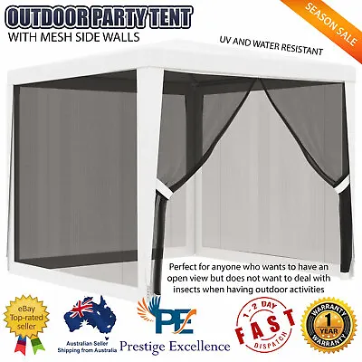 $112.57 • Buy Outdoor Party Tent With Mesh Walls Insect Screen Gazebo Marquee Shade 2.5m White