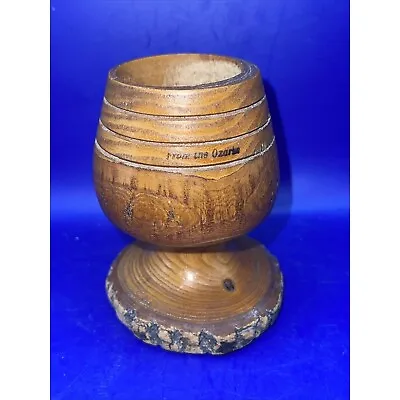Turned Polished Wood Mini Goblet Ozarks Souvenir Chalice Cup Candle Holder Décor • $27.32