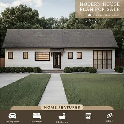 🏡 Custom Modern Cabin House Plan - 2BR 2 Bath + Free CAD File Included! 🛠️✨ • $30