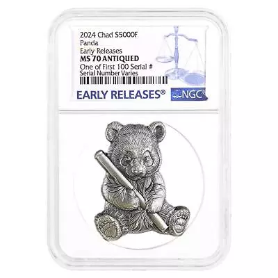 2024 Chad 1 Oz Silver Panda Shaped Coin NGC MS 70 ER One Of First 100 • $134.99