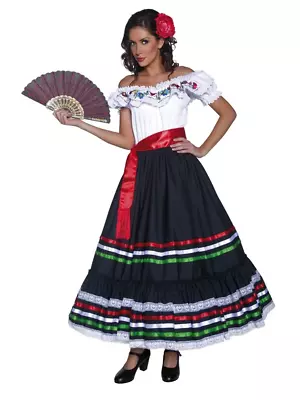 Authentic Western Sexy Senorita Mexican Costume Fancy Dress Red Satin Sash • $58.26