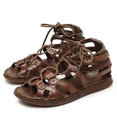 Men's Roman Sandals Gladiator Open Toe Sandals Faux Leather Strappy Shoes • £60.85
