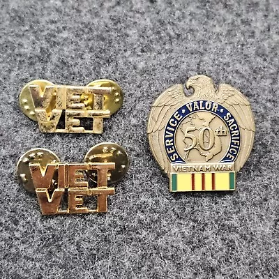 Military Hat Pin Lot: 50th Anniversary Vietnam War Pin [1 ] 2 Viet Vet Vtg Lapel • $11.99