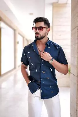 Half Sleeve Shirt Indian Mens Cotton Shirts T Shirt New Work Casual Regular Fit • £33.59