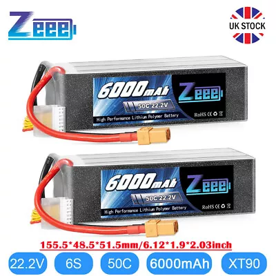 £159.99 • Buy 2x Zeee 22.2V 6S Lipo Battery XT90 6000mah 50C For RC Car Airplane Heli UAV Boat