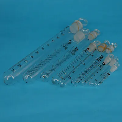 £3.19 • Buy 1-100ml Graduated Lab Clear Glass Test Tube Round Bottom With Stopper Glassware