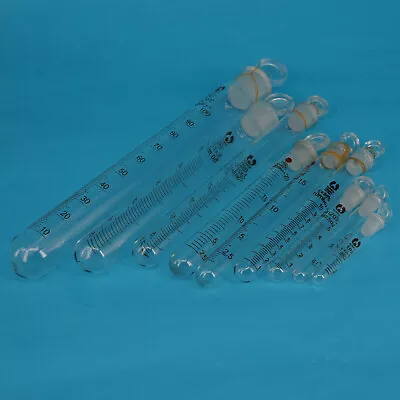 £3.19 • Buy 1-100ml Graduated Lab Clear Glass Test Tube Round Bottom With Stopper Glassware