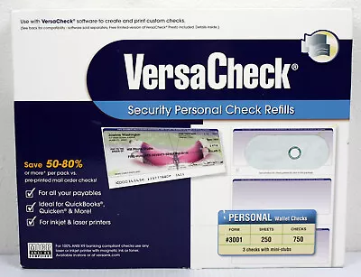 750 VersaCheck Security Personal Check Refills: Form #3001 Personal Wallet • $19.99