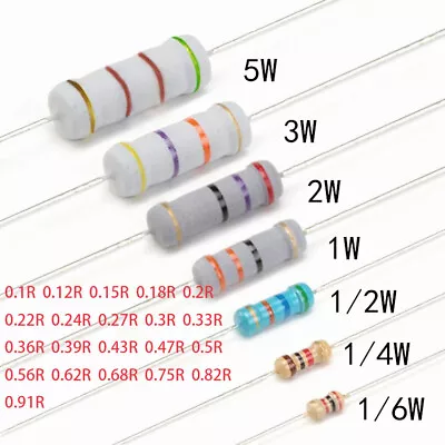 1/2W 1W 2W 3W 5W Carbon Film Resistor Tolerance ±5% Range Of ( 0.1Ω To 0.91Ω ) • $5.09