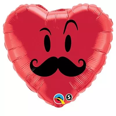 Mr. Mustache Heart Shape 18  Foil Balloon (Packaged) • $1