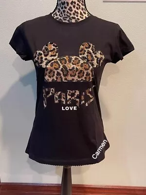 Rhinestone  Mickey  Ears Vinizbena Women’s Black  Shirt Size  Medium New 🍂✨ • $22.85