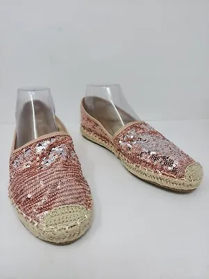 Bella Marie Freddy Womens 10 Rose Gold Silver Flip Sequins Espadrille Loafers  • $24.99