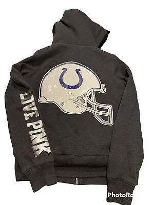 Victoria’s Secret Pink BLING NFL Indianapolis Colts Jacket Hoodie Faux Fur XS • $35.99