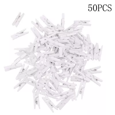 50X Mini White Wooden DIY Handmake Po Paper Peg Scrapbooking Clips. G Good • £4.16