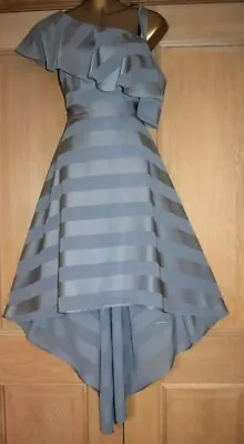 Gorgeous COAST  Elsbeth  Grey & Silver Hi Low Occasion Dress Size 14 • £59